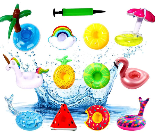 XIMISHOP 12pack Inflatable Drink HolderInflatable Cup Pool Drink Holder Floats Coasters for Summer Pool Party