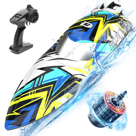 DEERC Brushless Remote Control Boat 30+ mph Racing RC Boat Full Proportional 2.4Ghz Speed BoatSelfrighting Fast Boat with LED Light for Adults & Kids