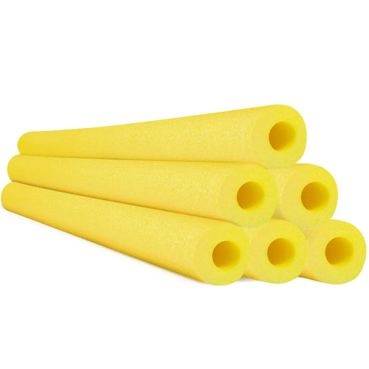 Hanaive 6 Pack Pool Noodles Foam Swim Noodles Christmas Hollow Swimming Pool Noodle Bulk Bright Pool Noodles Floats Heavy Duty for Xmas Decoration Craft Projects(Yellow)